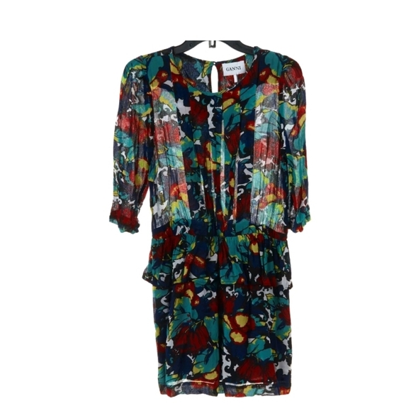 Ganni Mesdames Georgette Dress in tutti fruitti M - Picture 8 of 11